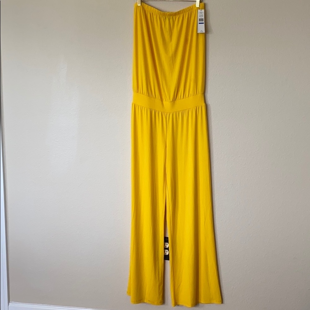Carmen Marc Valvo Yellow Jumpsuit Cover up Size XL